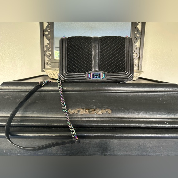 Rebecca Minkoff Handbags - Rebecca Minkoff Chevron Quilted Love rainbow oil slick Crossbody